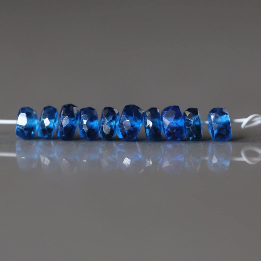 4.5mm Blue Sapphire Beads Rondelle 10 PCs Faceted Genuine Gemstone Beads Jewelry Making Gift September Birthstone
