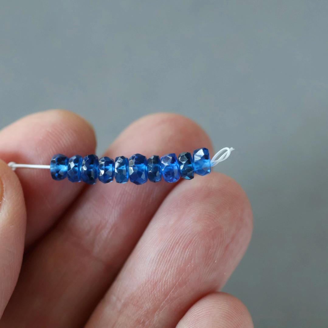 4.5mm Blue Sapphire Beads Rondelle 10 PCs Faceted Genuine Gemstone Beads Jewelry Making Gift September Birthstone