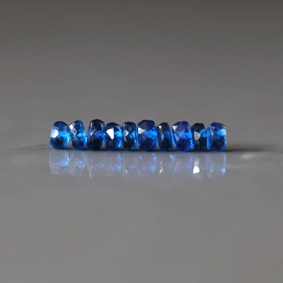 4.5mm Blue Sapphire Beads Rondelle 10 PCs Faceted Genuine Gemstone Beads Jewelry Making Gift September Birthstone