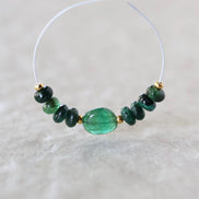 4.5mm Brazilian Emerald Beads Smooth Rondelle 6 PCs Raw Natural Emerald Genuine Gemstone Beads for DIY Jewelry Making Craft Gift