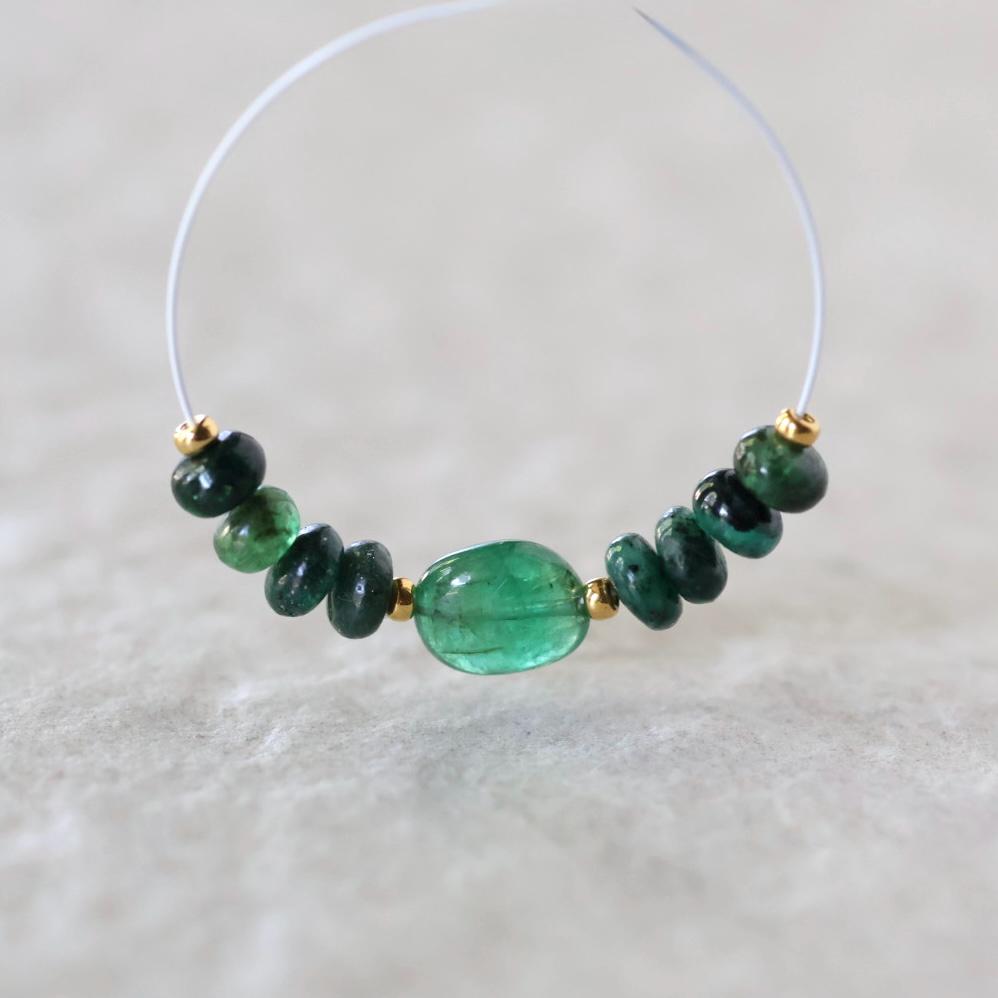 4.5mm Brazilian Emerald Beads Smooth Rondelle 6 PCs Raw Natural Emerald Genuine Gemstone Beads for DIY Jewelry Making Craft Gift