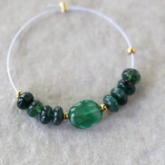 4.5mm Brazilian Emerald Beads Smooth Rondelle 6 PCs Raw Natural Emerald Genuine Gemstone Beads for DIY Jewelry Making Craft Gift