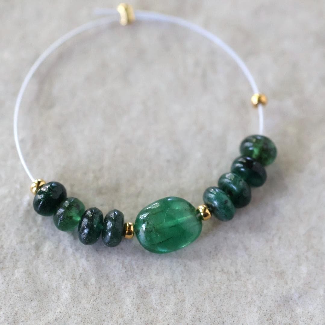 4.5mm Brazilian Emerald Beads Smooth Rondelle 6 PCs Raw Natural Emerald Genuine Gemstone Beads for DIY Jewelry Making Craft Gift
