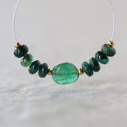 4.5mm Brazilian Emerald Beads Smooth Rondelle 6 PCs Raw Natural Emerald Genuine Gemstone Beads for DIY Jewelry Making Craft Gift