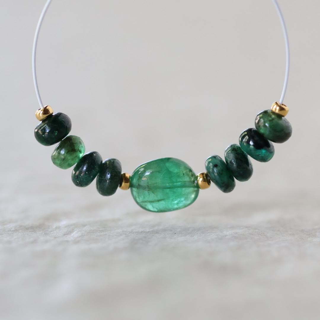 4.5mm Brazilian Emerald Beads Smooth Rondelle 6 PCs Raw Natural Emerald Genuine Gemstone Beads for DIY Jewelry Making Craft Gift