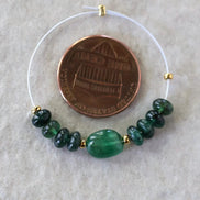 4.5mm Brazilian Emerald Beads Smooth Rondelle 6 PCs Raw Natural Emerald Genuine Gemstone Beads for DIY Jewelry Making Craft Gift