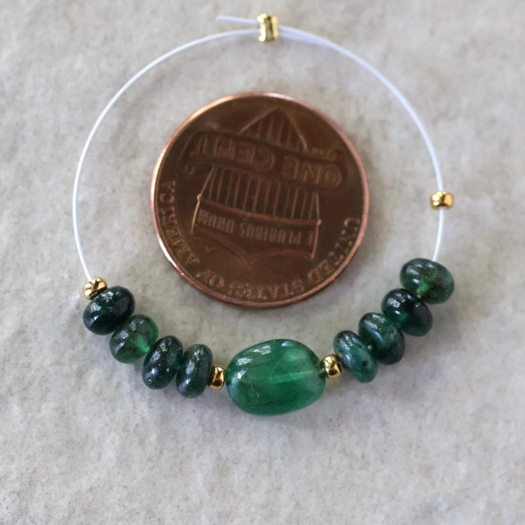 4.5mm Brazilian Emerald Beads Smooth Rondelle 6 PCs Raw Natural Emerald Genuine Gemstone Beads for DIY Jewelry Making Craft Gift