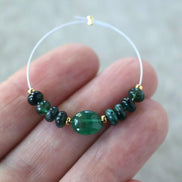4.5mm Brazilian Emerald Beads Smooth Rondelle 6 PCs Raw Natural Emerald Genuine Gemstone Beads for DIY Jewelry Making Craft Gift