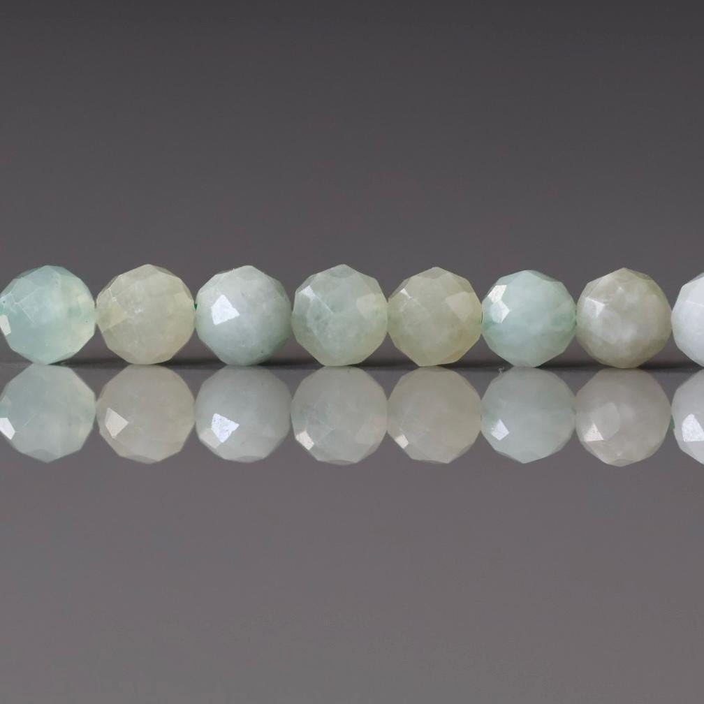 4.5mm Burma Jade Beads Faceted 15" Burma Jadeite Genuine Gemstone Beads Sparkly Natural Jade for Jewelry Making Beading Craft Gift Beads