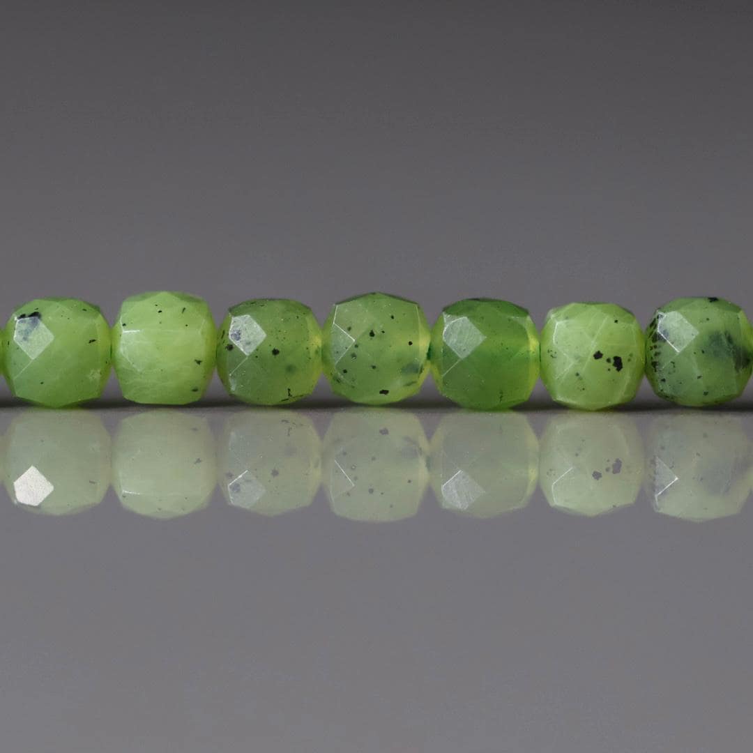 4.5mm Canadian Jade Beads – Natural Faceted Cube Gemstone 15" Strand