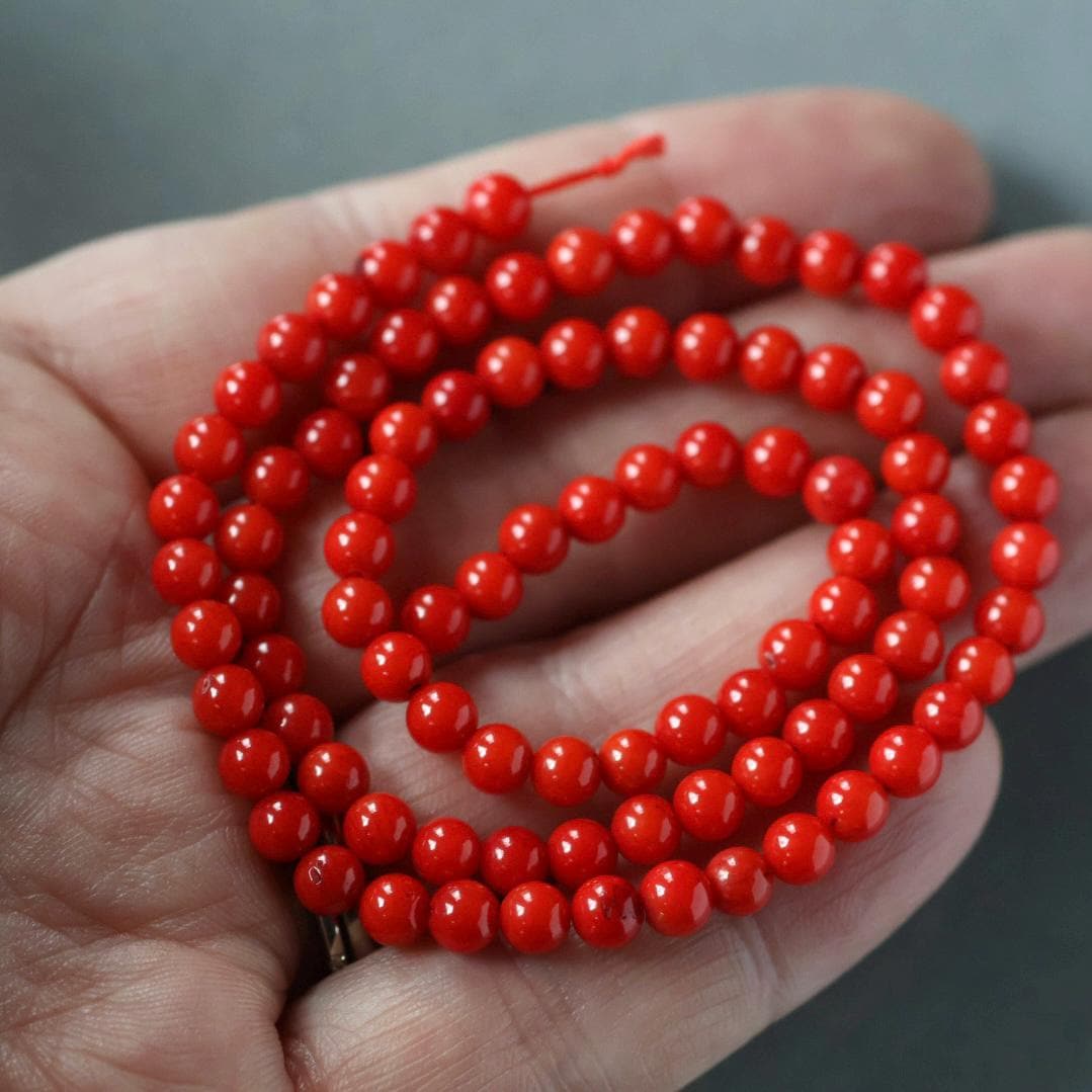 4.5mm Coral Beads ‚Äì Smooth Round Natural Gemstone