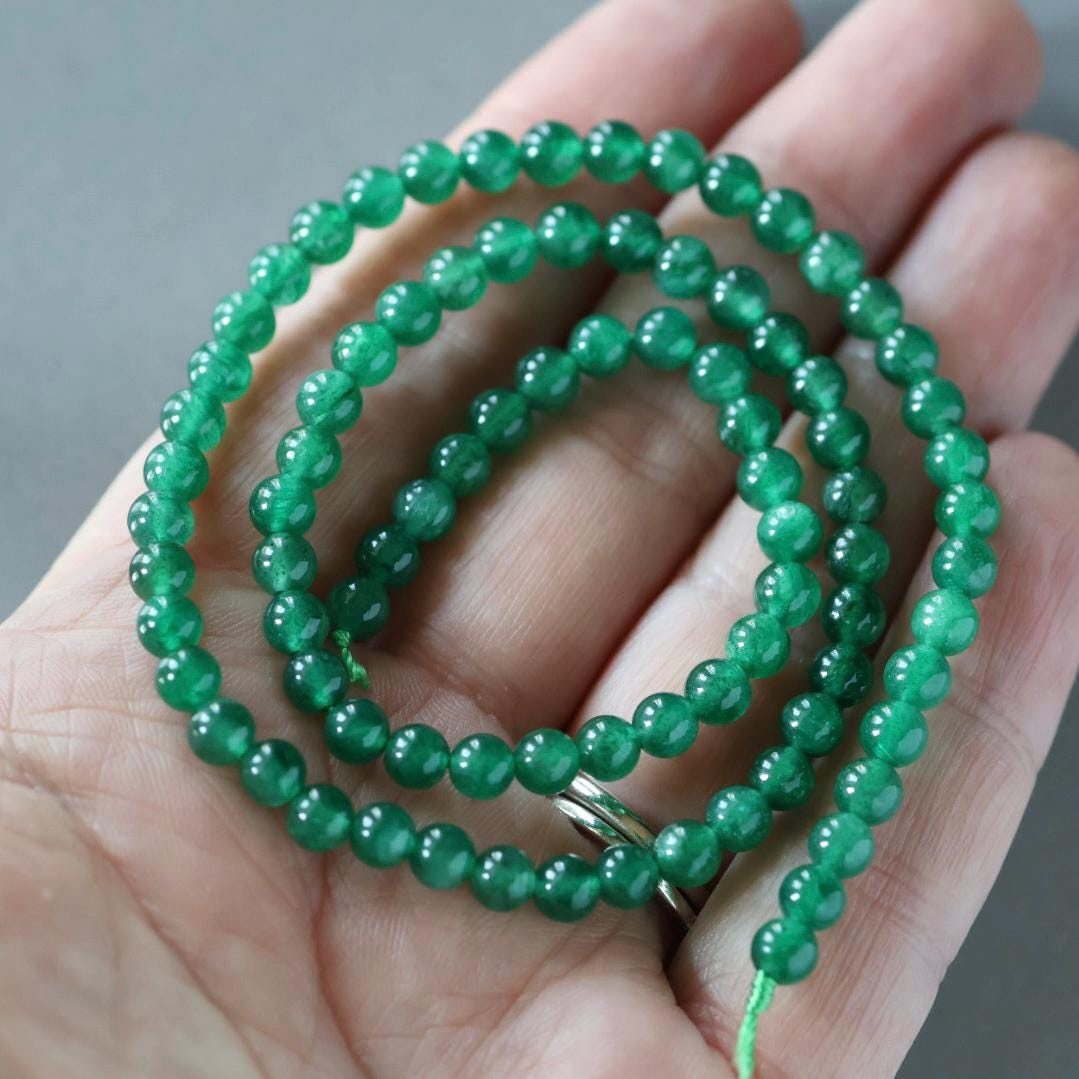 4.5mm Natural Fuchsite Beads Smooth Genuine Small Emerald Green Beads 15" Gemstone Beads for Jewelry Making