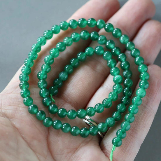 4.5mm Natural Fuchsite Beads Smooth Genuine Small Emerald Green Beads 15" Gemstone Beads for Jewelry Making