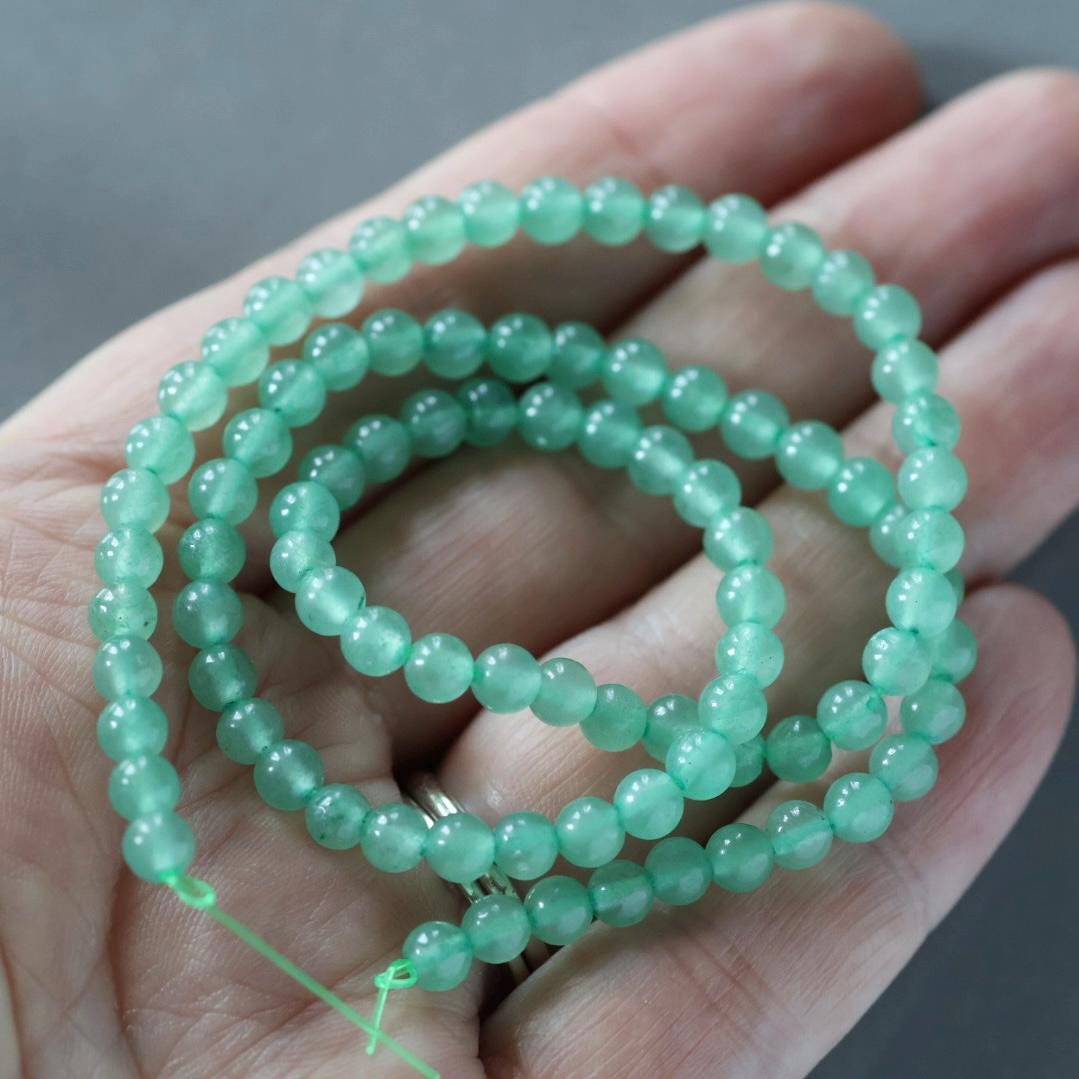 4.5mm Green Aventurine Beads ‚Äì Smooth Round Natural Gemstone 15" Strand
