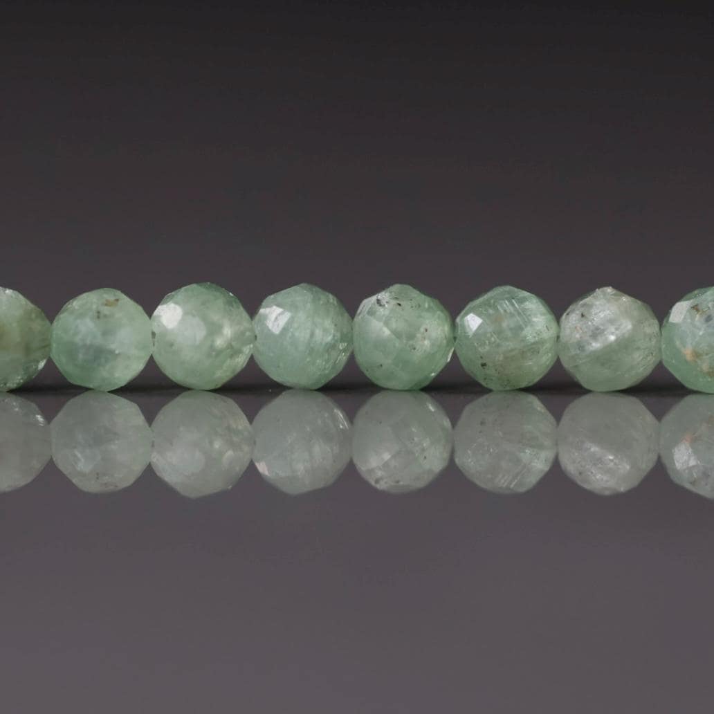4–5mm Green Kyanite Beads – Faceted Round Natural Gemstone - 2" Strand