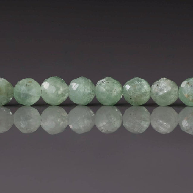4–5mm Green Kyanite Beads – Faceted Round Natural Gemstone - 2" Strand
