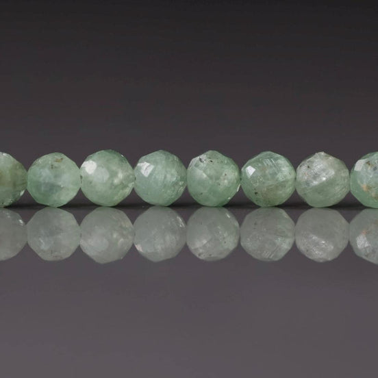 4–5mm Green Kyanite Beads – Faceted Round Natural Gemstone - 2" Strand