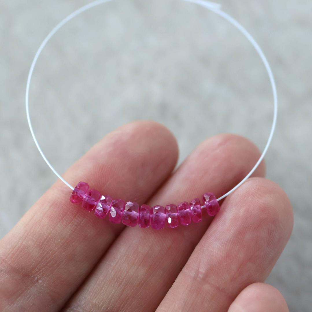 4mm Hot Pink Padparadscha Sapphire Beads Faceted Rondelle 1” Gemstone for DIY Jewelry Making Supplies