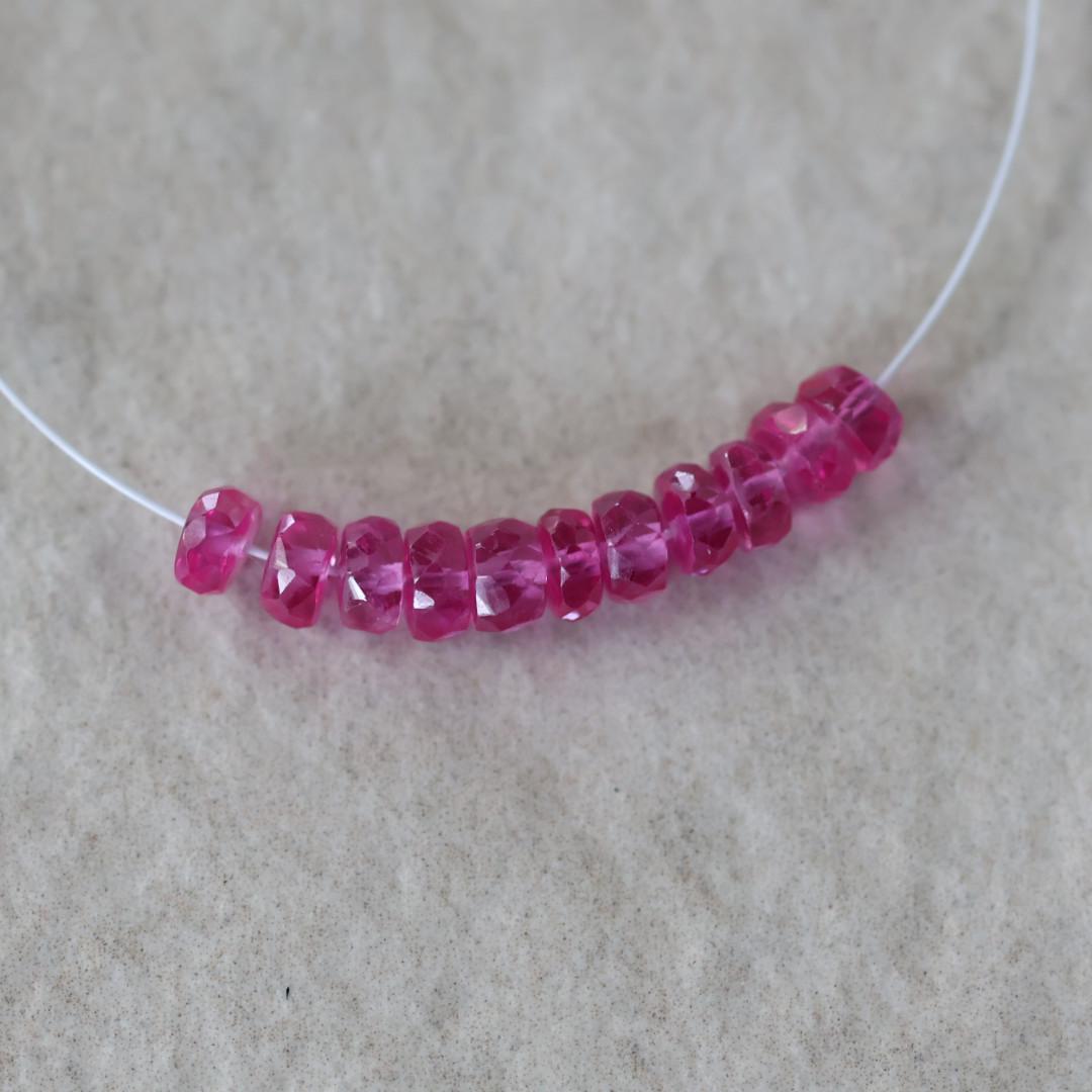 4mm Hot Pink Padparadscha Sapphire Beads Faceted Rondelle 1” Gemstone for DIY Jewelry Making Supplies