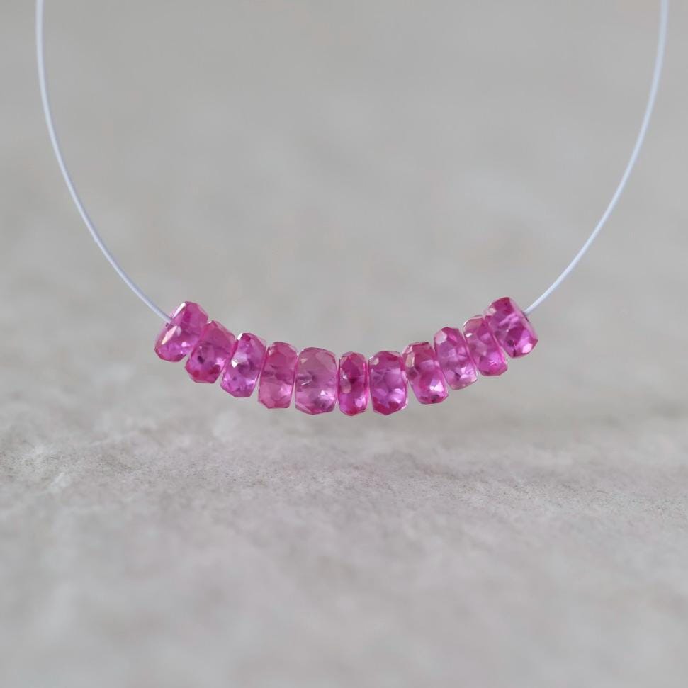 4mm Hot Pink Padparadscha Sapphire Beads Faceted Rondelle 1” Gemstone for DIY Jewelry Making Supplies