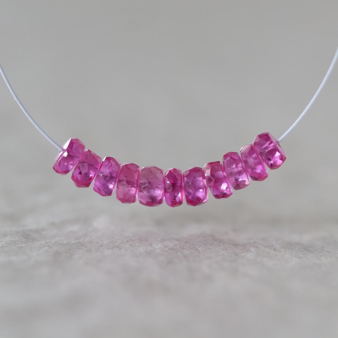 4mm Hot Pink Padparadscha Sapphire Beads Faceted Rondelle 1” Gemstone for DIY Jewelry Making Supplies