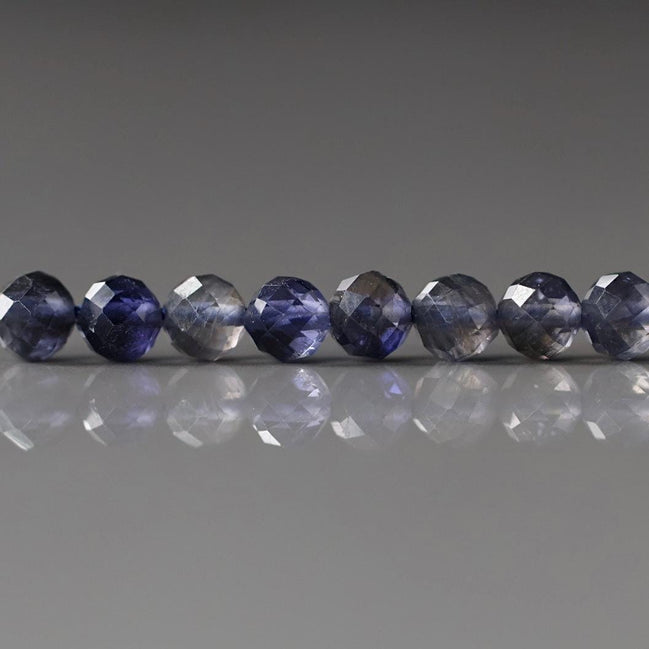 4.5mm Iolite Micro Faceted Beads Genuine Purple Blue Beads 15" Sparkly Gemstone Beads Beading Crafter Gift DIY Necklace Jewelry Making