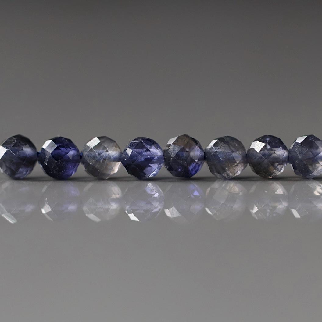 4.5mm Iolite Beads – Faceted Round Natural Gemstone 15" Strand