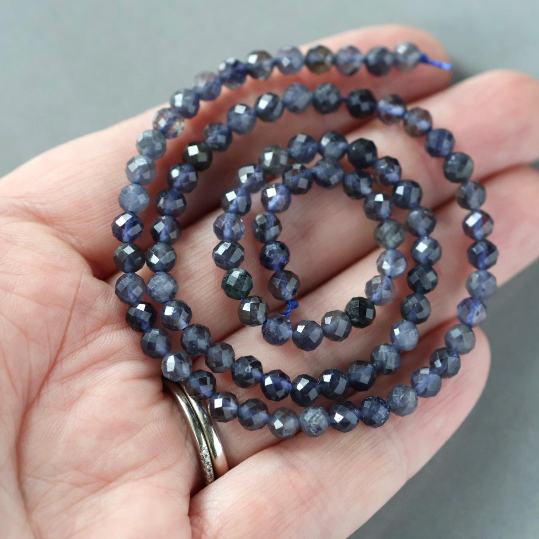 4.5mm Iolite Beads – Faceted Round Natural Gemstone 15" Strand