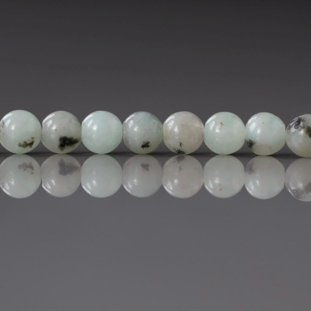 4.5mm Kiwi Jasper Beads Smooth Spotted Jasper Genuine Small Blue Beads 15" Gemstone Beads for Jewelry Making Beading Gift for Crafter