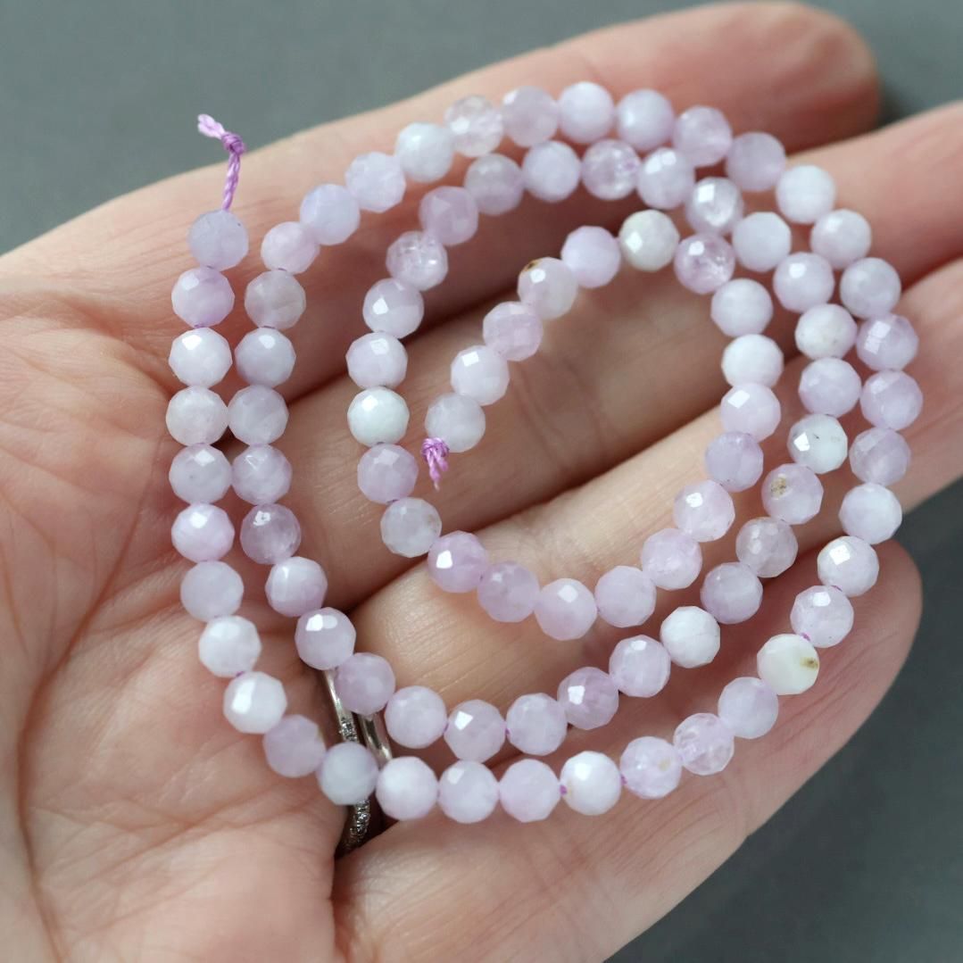 4.5mm Kunzite Beads ‚Äì Faceted Round Natural Gemstone 15" Strand