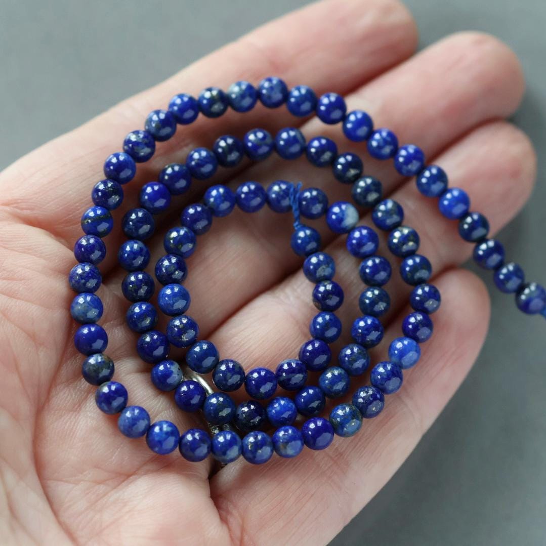 4.5mm Lapis Lazuli Beads – Smooth Round Natural Gemstone 15" Strand