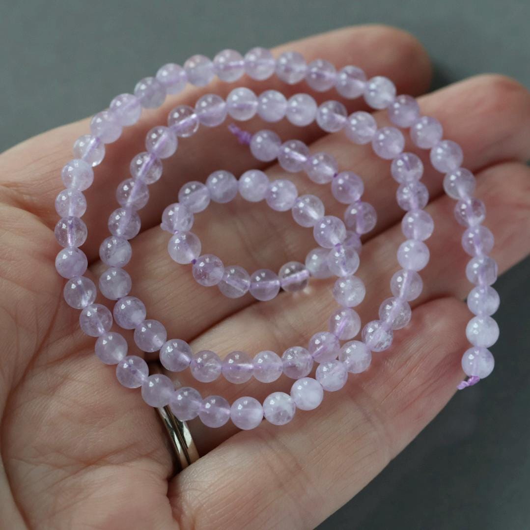 4.5mm Lilac Amethyst Beads ‚Äì Smooth Round Natural Gemstone 15" Strand