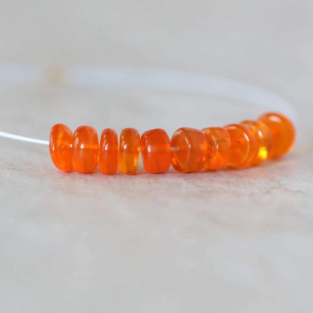 4.5mm Mexican Fire Opal Rondelle Beads Smooth Natural Opal Beads for DIY Jewelry Making Earrings Pendant Necklace