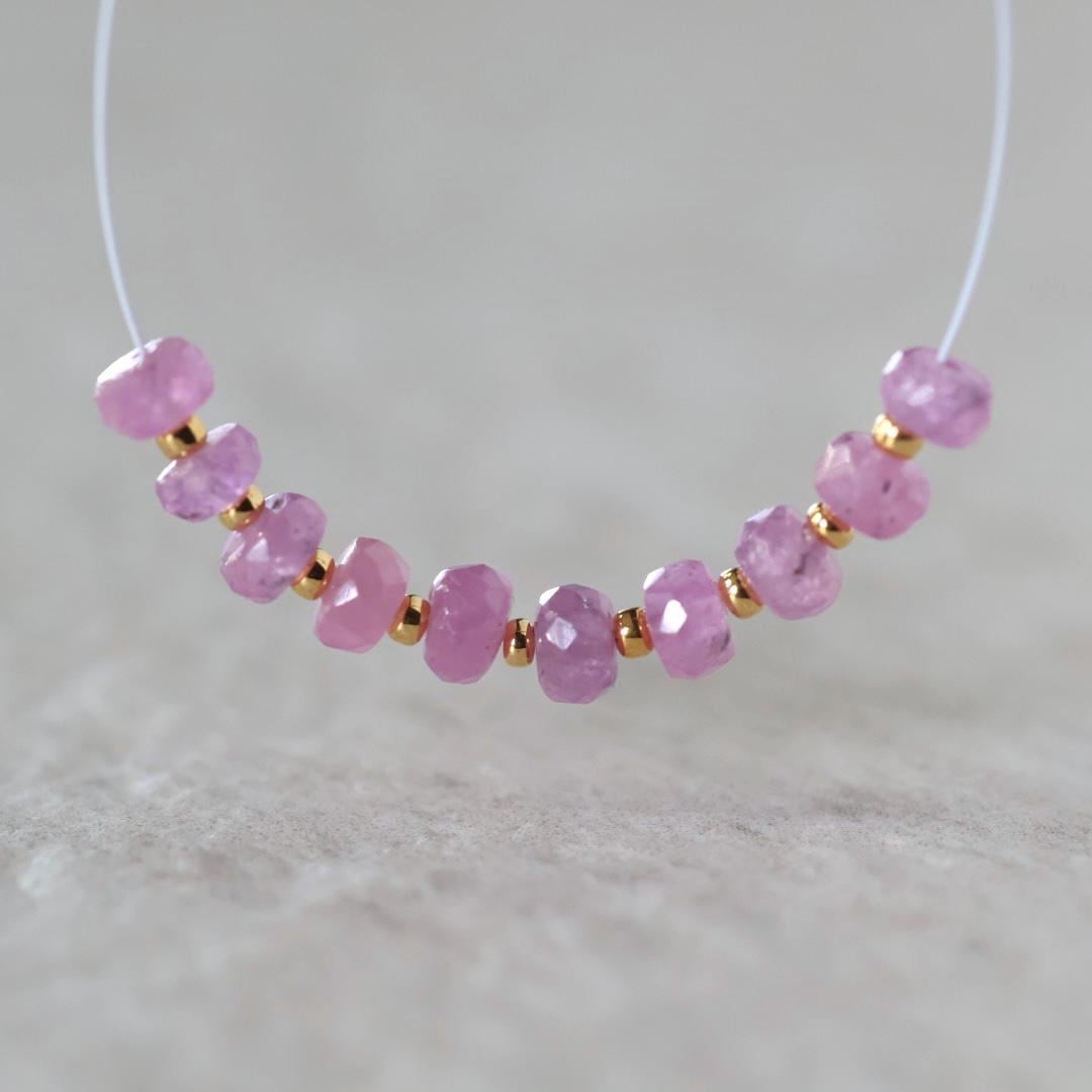4.5mm Natural AAA Myanmar Pink Sapphire Beads Faceted Rondelle 10 PCs Gemstone for DIY Jewelry Making Supplies