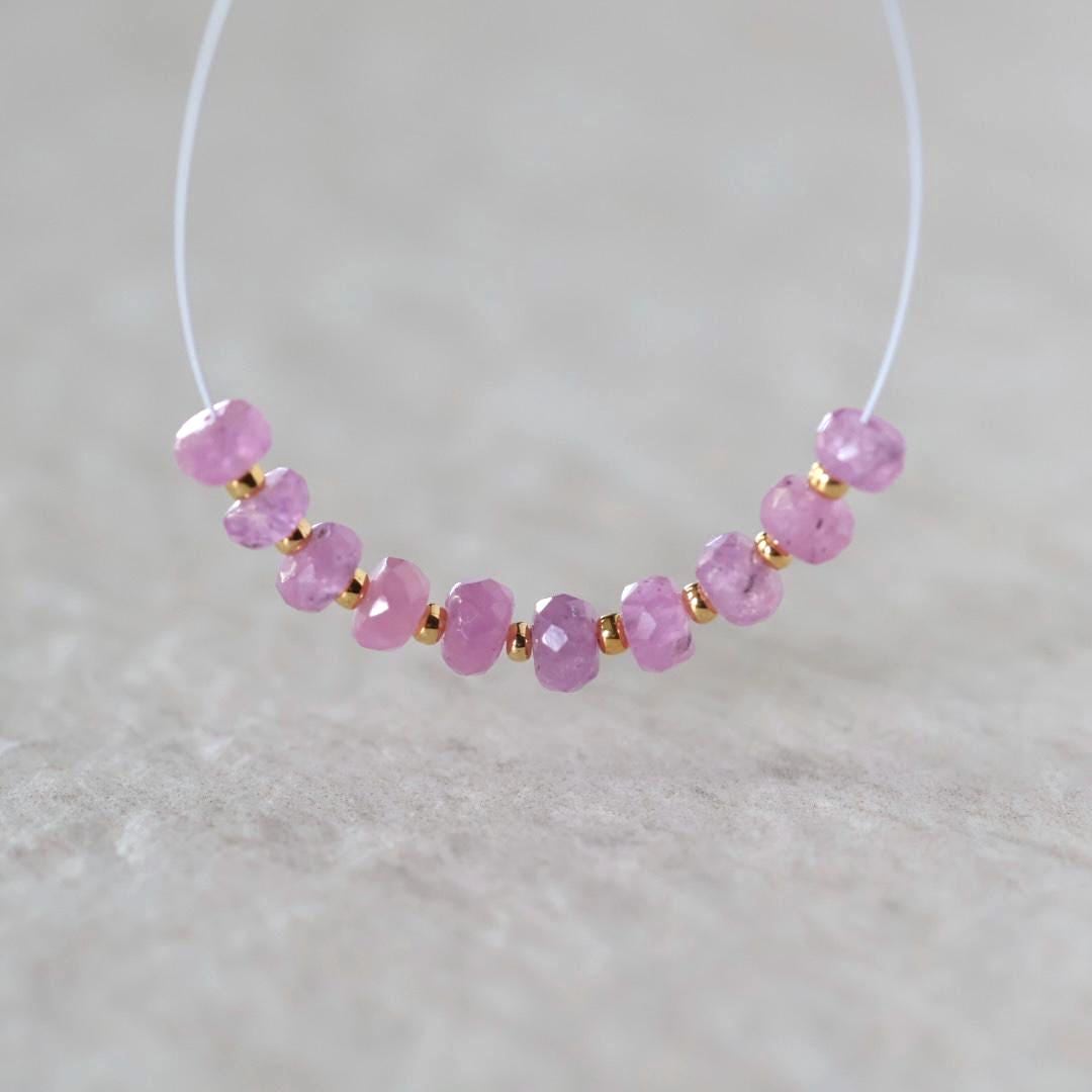 4.5mm Natural AAA Myanmar Pink Sapphire Beads Faceted Rondelle 10 PCs Gemstone for DIY Jewelry Making Supplies
