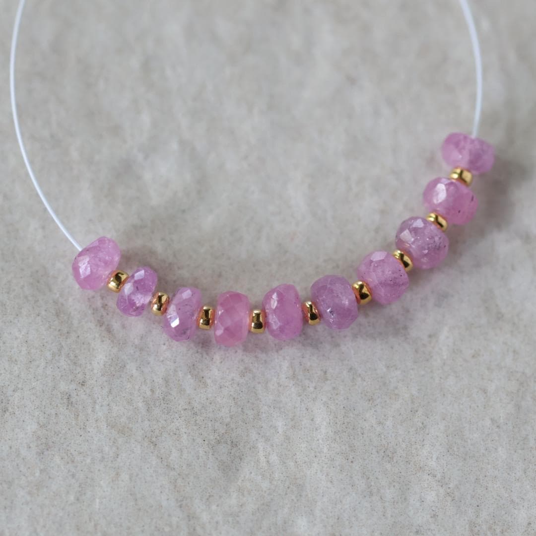 4.5mm Natural AAA Myanmar Pink Sapphire Beads Faceted Rondelle 10 PCs Gemstone for DIY Jewelry Making Supplies