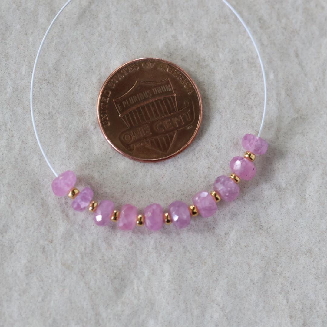 4.5mm Natural AAA Myanmar Pink Sapphire Beads Faceted Rondelle 10 PCs Gemstone for DIY Jewelry Making Supplies