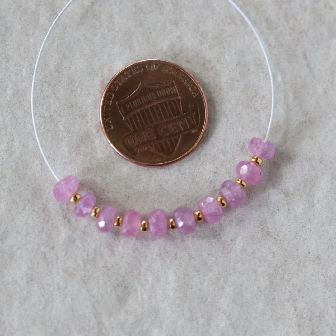 4.5mm Natural AAA Myanmar Pink Sapphire Beads Faceted Rondelle 10 PCs Gemstone for DIY Jewelry Making Supplies