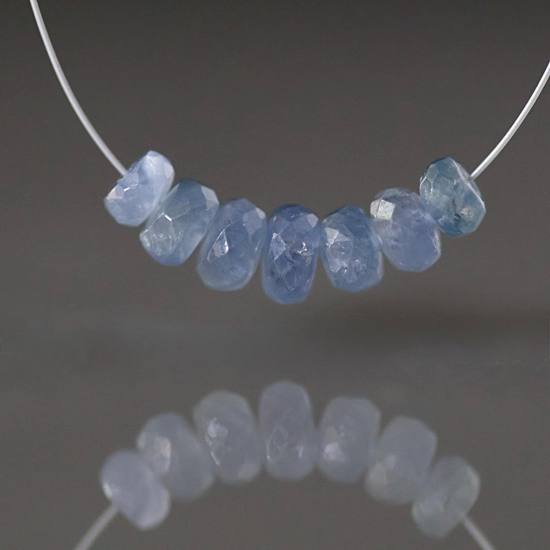 4-5mm Natural Burmese Blue Sapphire Beads Faceted Rondelle 7 PCs Genuine Gemstone Beads Jewelry Making Gift September Birthstone