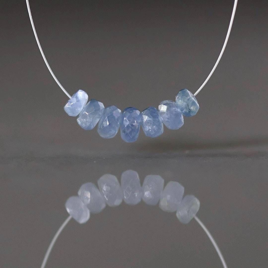 4-5mm Natural Burmese Blue Sapphire Beads Faceted Rondelle 7 PCs Genuine Gemstone Beads Jewelry Making Gift September Birthstone