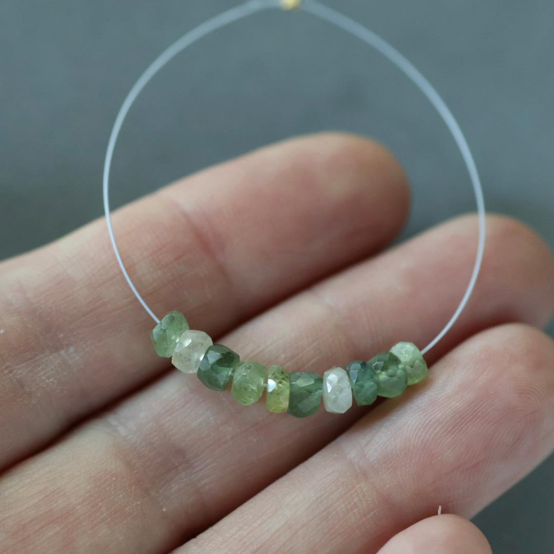 4.5mm Natural Green Sapphire Beads Rondelle 10 PCs Faceted Genuine Gemstone Beads Jewelry Making Beading Craft Gift September Birthstone