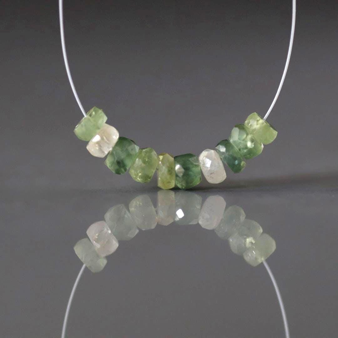 4.5mm Natural Green Sapphire Beads Rondelle 10 PCs Faceted Genuine Gemstone Beads Jewelry Making Beading Craft Gift September Birthstone