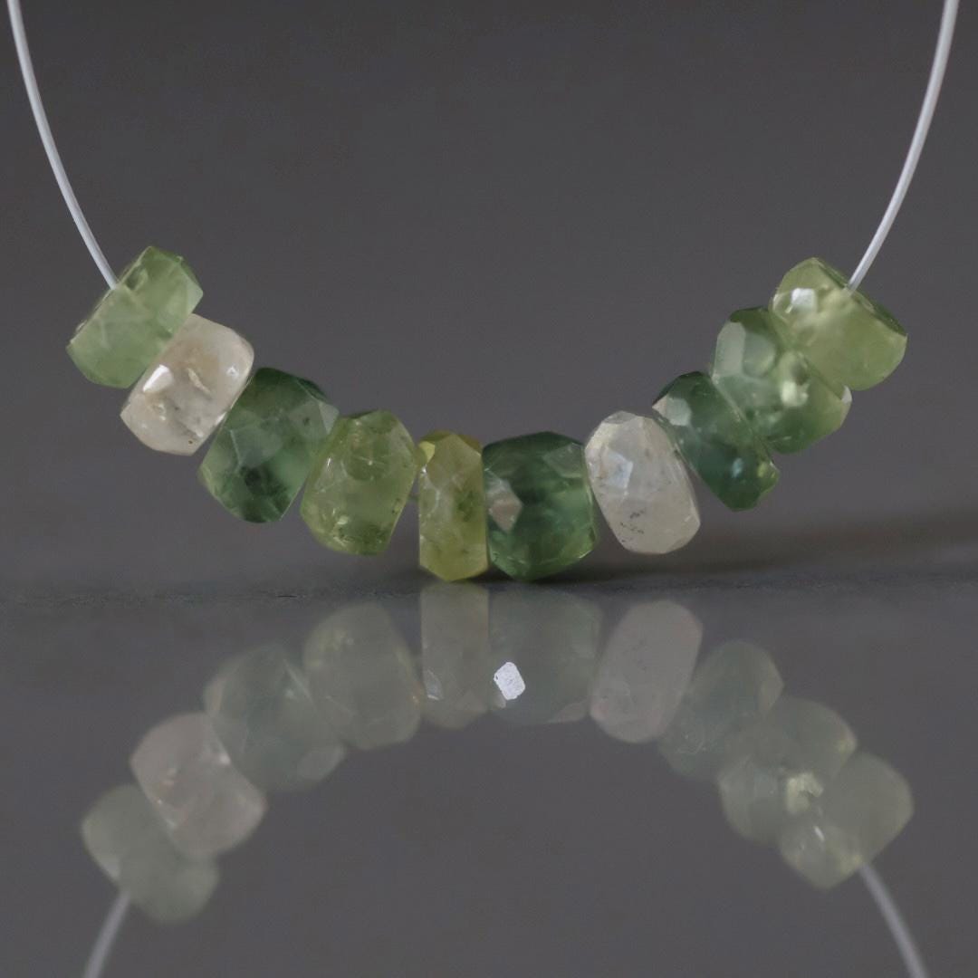 4.5mm Natural Green Sapphire Beads Rondelle 10 PCs Faceted Genuine Gemstone Beads Jewelry Making Beading Craft Gift September Birthstone