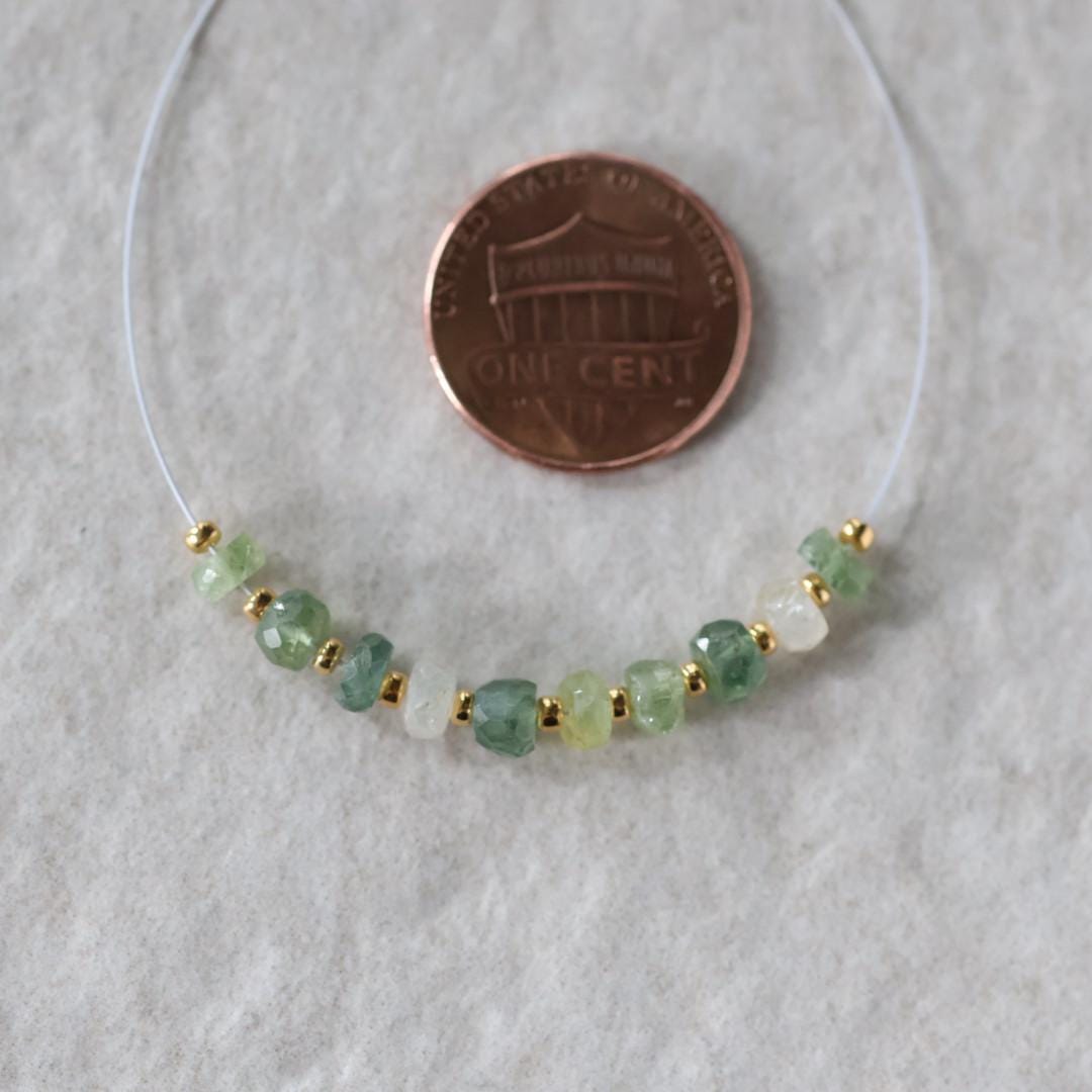 4.5mm Natural Green Sapphire Beads Rondelle 10 PCs Faceted Genuine Gemstone Beads Jewelry Making Beading Craft Gift September Birthstone