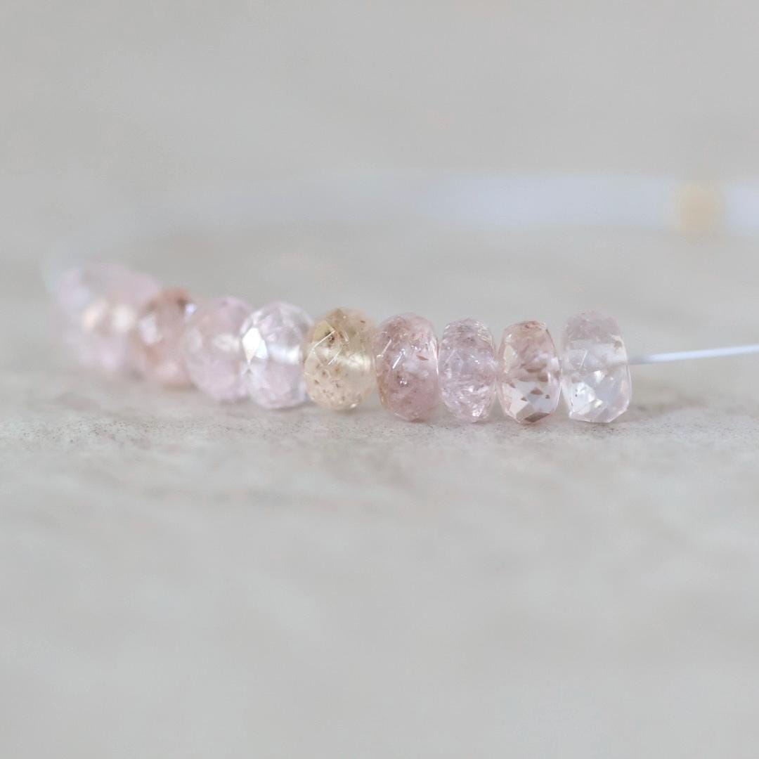 4.5mm Natural Imperial Topaz Rondelle Beads Faceted Pink Topaz Yellow 10 Pcs Natural Gemstone Beads for Jewelry Making Earrings