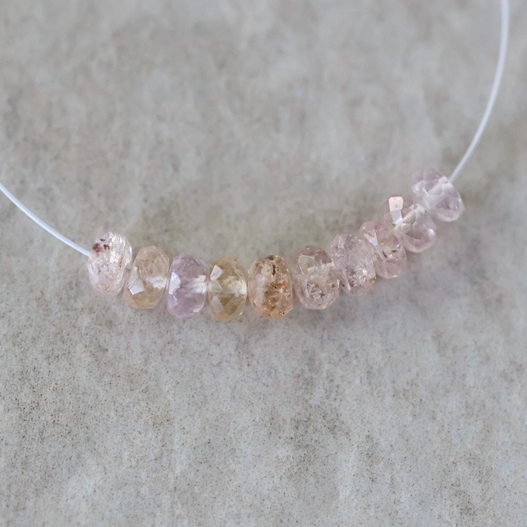 4.5mm Natural Imperial Topaz Rondelle Beads Faceted Pink Topaz Yellow 10 Pcs Natural Gemstone Beads for Jewelry Making Earrings