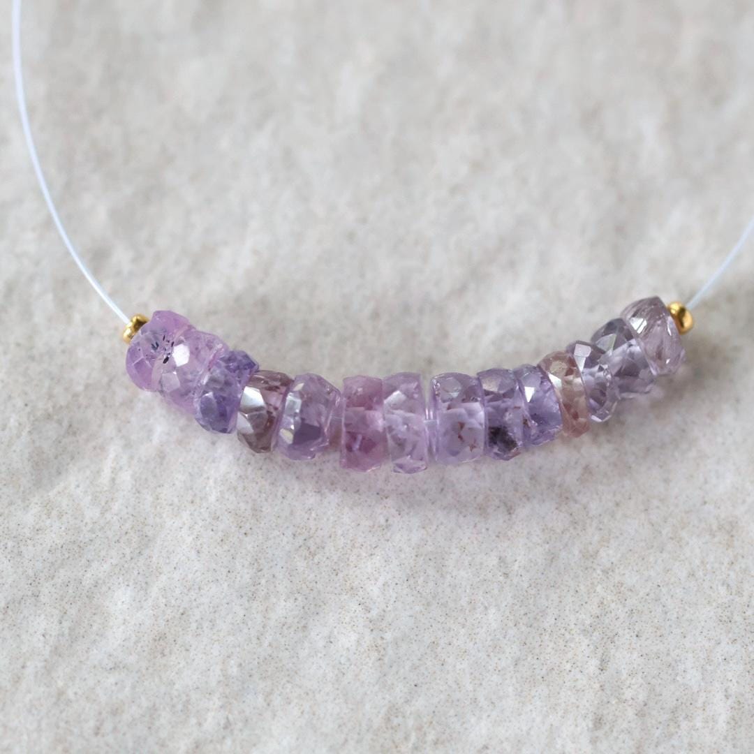 4-5mm Natural Lavender Purple Sapphire Beads Faceted Rondelle 1” Genuine Gemstonefir DIY Jewelry Making Beading Supplies
