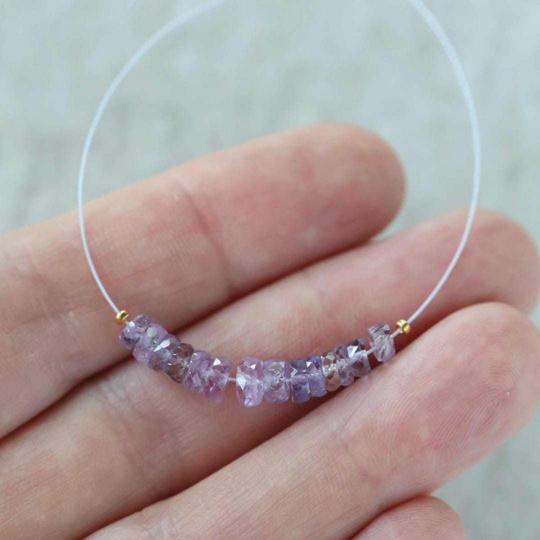 4-5mm Natural Lavender Purple Sapphire Beads Faceted Rondelle 1” Genuine Gemstonefir DIY Jewelry Making Beading Supplies