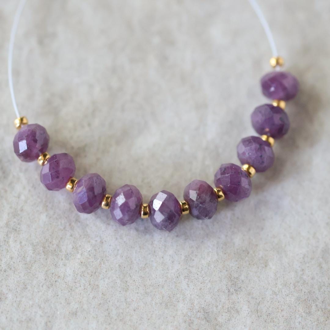 4.5mm Rare Purple Sapphire Beads – Faceted Rondelle Natural Gemstone - 16 pcs