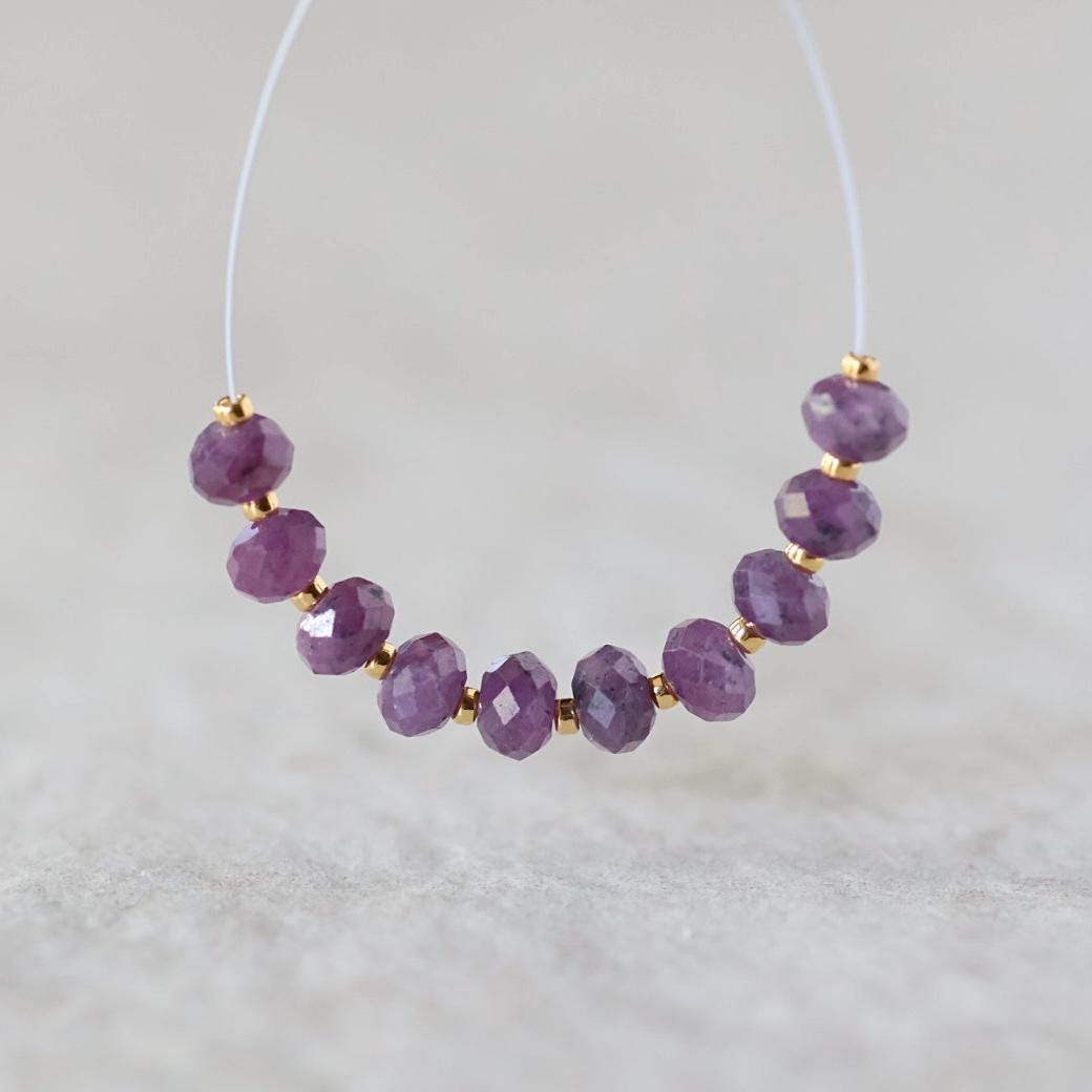 4.5mm Rare Purple Sapphire Beads – Faceted Rondelle Natural Gemstone - 16 pcs